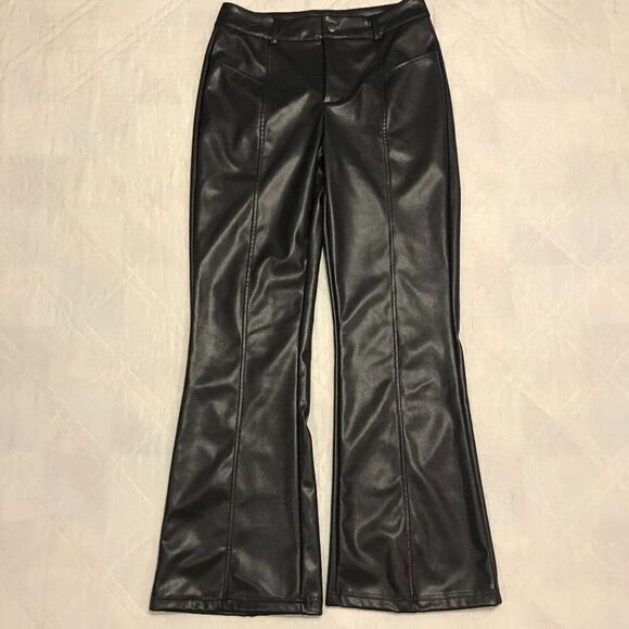 Viligo Flare Leg Black Faux Leather pants size M - Picture 1 of 4